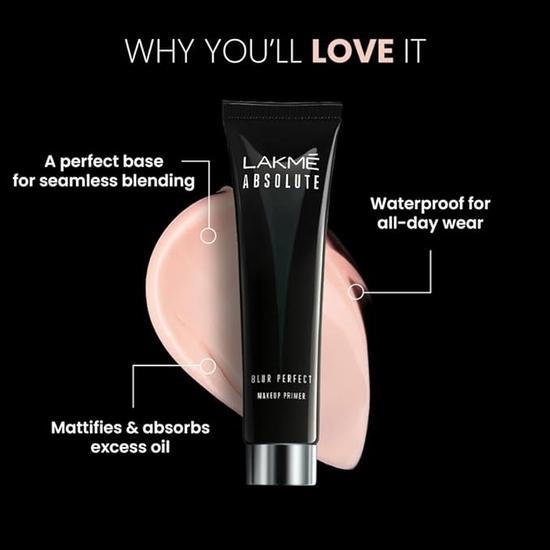 LAKME Absolute Blur Perfect Matte Face Primer, - Waterproof Brightening Makeup Base,