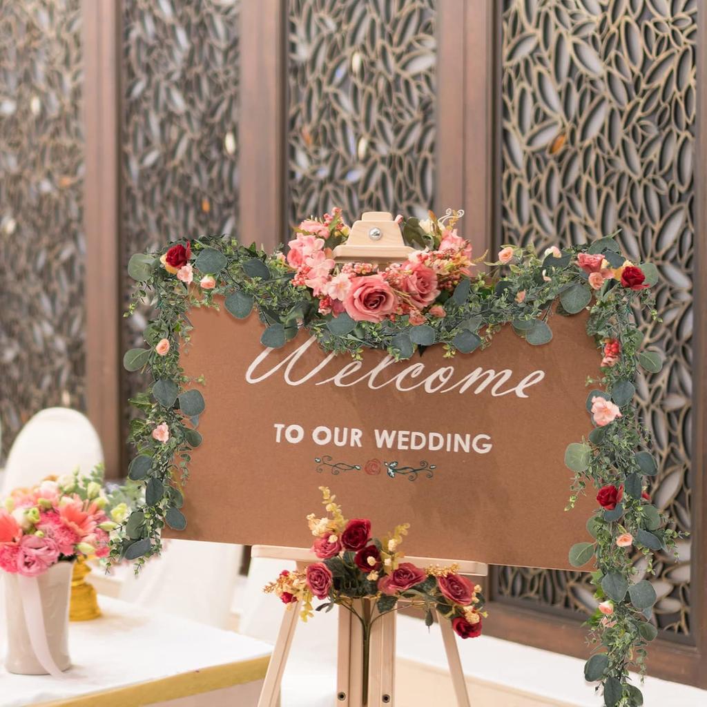 CEWOR 5pcs 5.5ft Artificial Eucalyptus Garland Fake Silver Dollar Eucalyptus Greenery Garland Vines Table Runner for Wedding Arch Backdrop Table