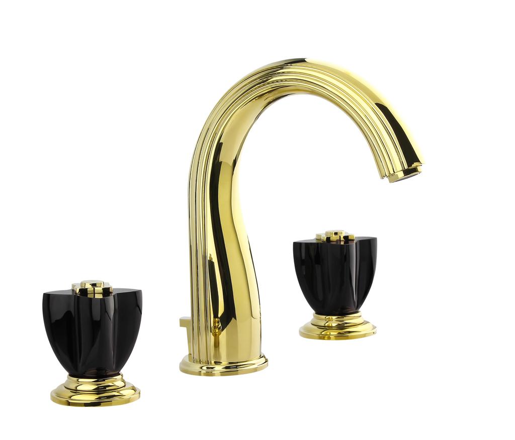Luxury New Basin Faucets Brass Gold Bathroom Faucet Crystal Handle Sink Faucets 3 Hole Hot And Cold Sink Faucet Water Tap