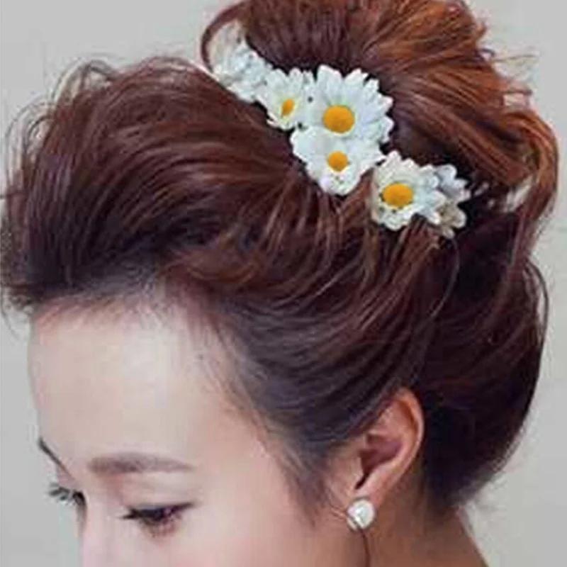 

1 шт. Желтые заколки для волос в виде подсолнухов Свадебные Выпускные Вечерние Аксессуары для укладки волос Заколки для женщин Креативный подарок на день рождения белый