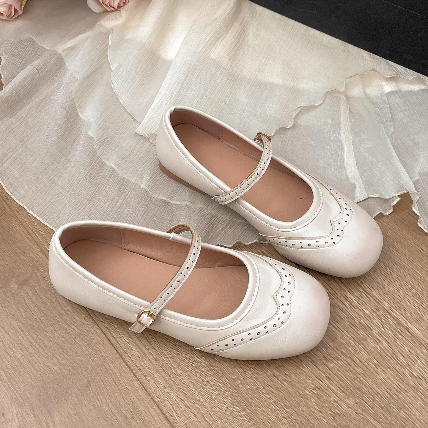 

Versatile retro flat-bottomed round head inner height increase shallow mouth single shoes women s 2025 new autumn soft-soled Mary Jane shoes 35 абрикосовий