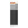 6Pcs Dual-Ended Nail Art Brush Set Black Handle Multi-Type Tips For Liner Uv Gel Painting Carving Manicure Tools Professional