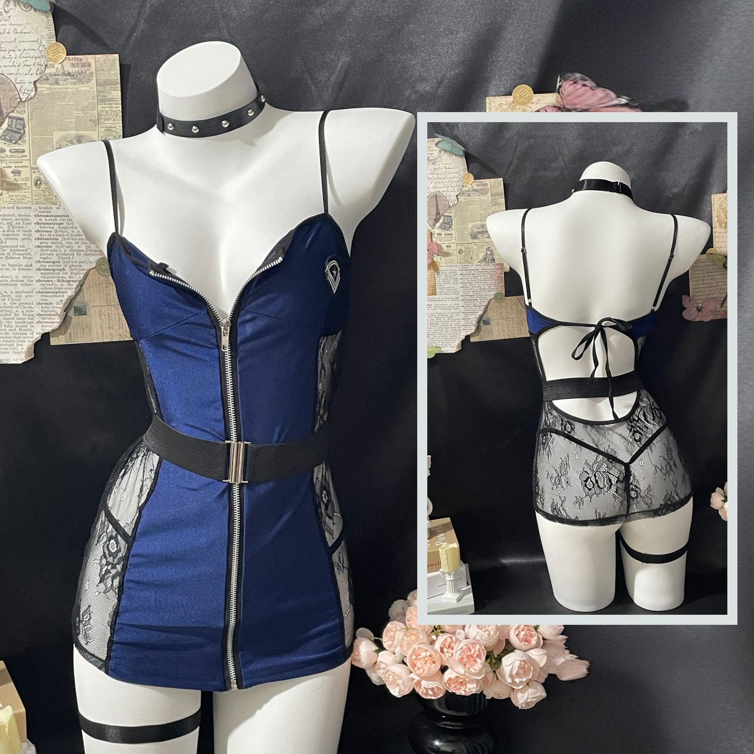 Sex Lingerie Royal Sister Zipper Open Placket Instructor Suit Adult Sex Sexy Uniform Seduction Uniform Suit One size