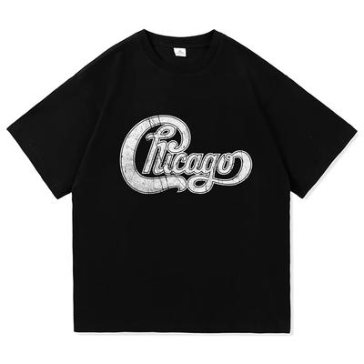 Chicago America's Band Logo Printed Tshirt Short Sleeve Cotton Fashion Female T-shirt Unisex Streetwear Casual Women Men T Shirt