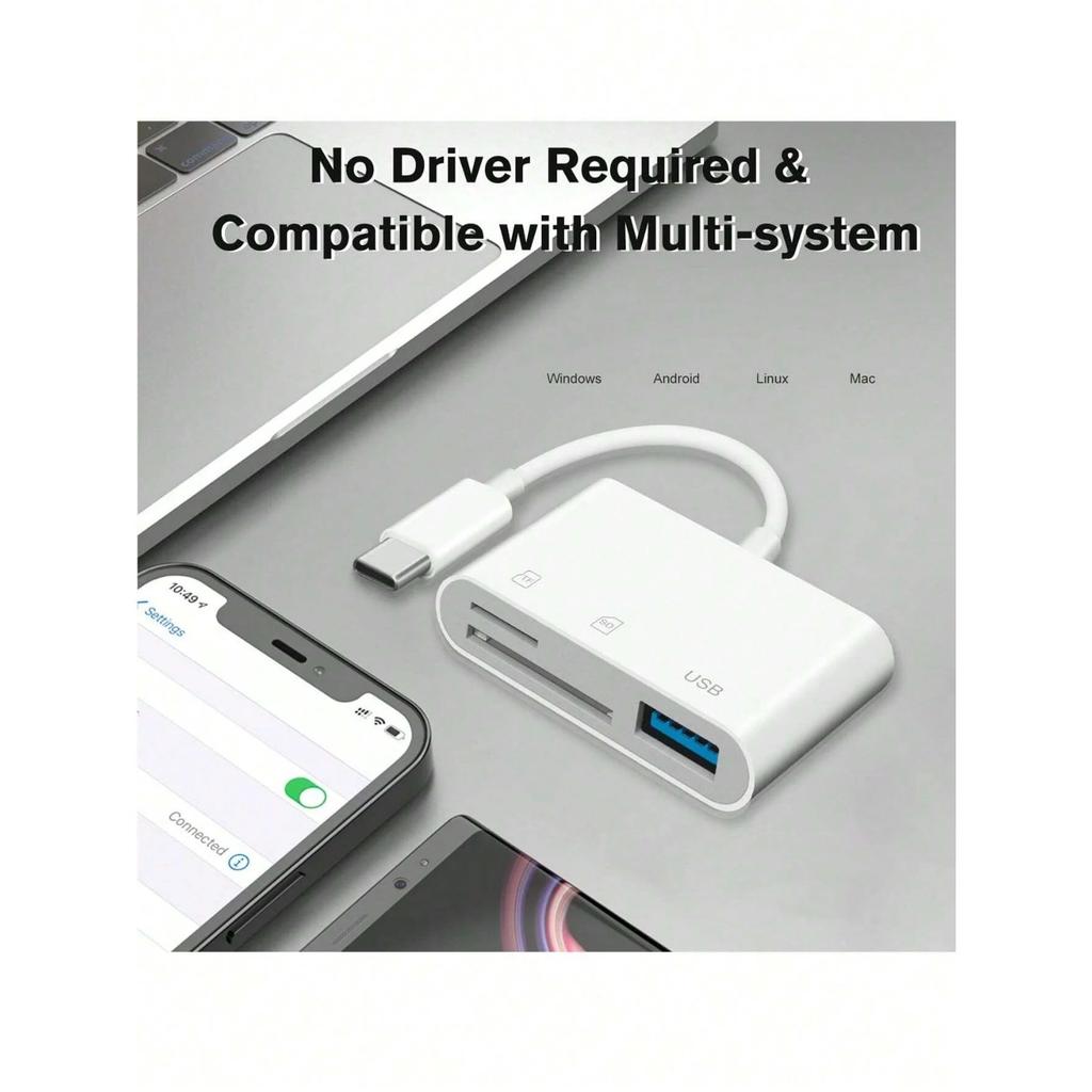 3-in-1 Type C Card Reader SD TF Memory Card Reader OTG Adapter High Speed Data Transmitter for iPhone 15 16  Samsun Xiaomi