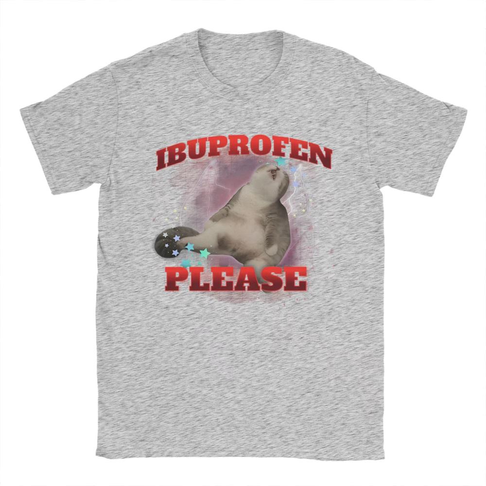 Ibuprofen Cat Meme Printed T-Shirt Summer Cotton T Shirts for Men Women Harajuku Casual Tee Shirt Short Sleeve Streetwear Tops