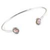 Les Trésors De Lily [P0152] - Open Silver Bracelet 'Princess Opal' Pink Silver (rhodium-plated) - 58 Mm - 6 Mm