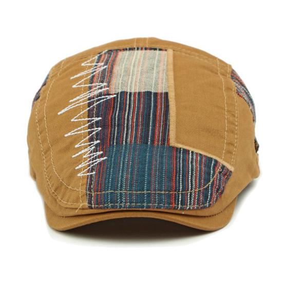 Newsboy Cap Retro Style Adjustable Fit Beret Hat Splicing Design Soft Breathable Sun Protection Hat Daily Wear