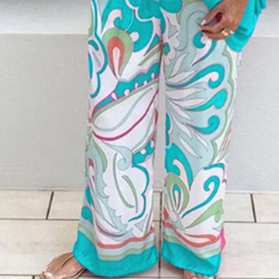 2 Teile/satz Frauen Outfit Set Einfarbig Top Lose Mittlere Taille Breite Bein Frauen Bluse Hosen Set