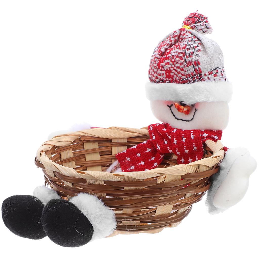 Julförvaringskorg Plyschren-docka Godisflätad Hållare Snacks-skål Godisskål För Vinterhelgens Bordsskiva Dekoration