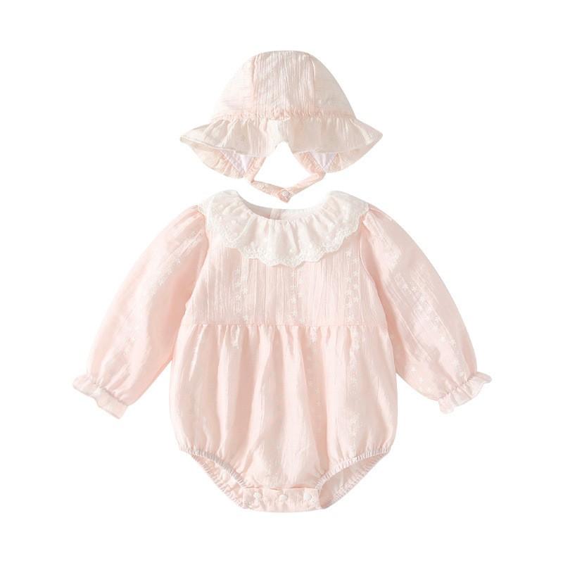 Newborn Baby Girl Romper Thin Cotton Bodysuit Short Sleeve Princess Collar Onesie