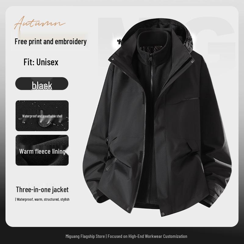Three-in-One Custom Mountaineering Jacket for Autumn/Winter with Logo Print - Team Workwear Thickened Jacket L