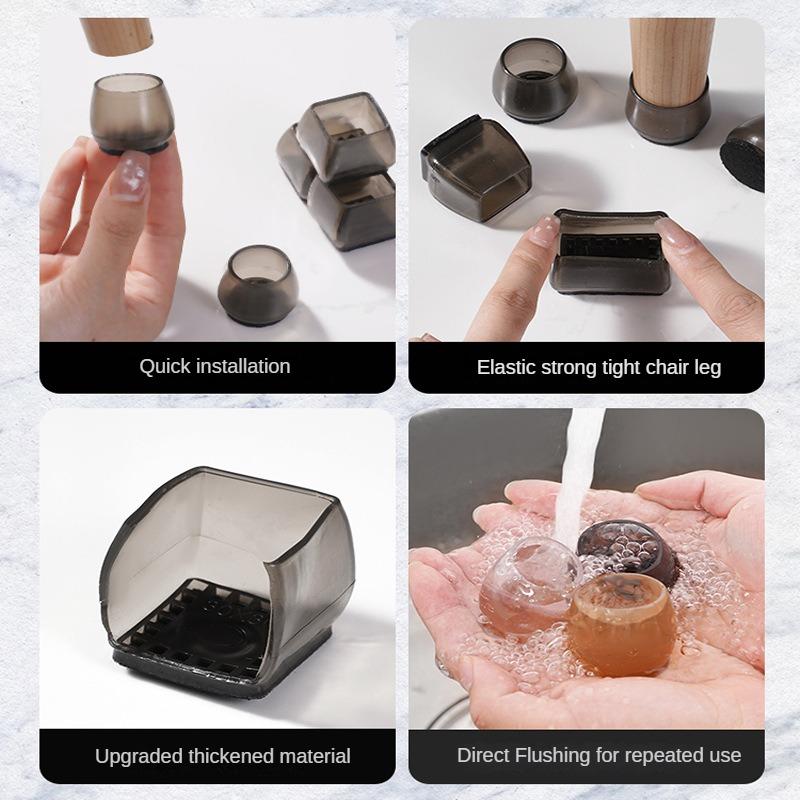 16/8/4Pcs Silicone Non-Slip Legs Pads Thick-soled Furniture Sofa Anti-noise Feet Cover Wood Floor From Scratches Protectors Mat