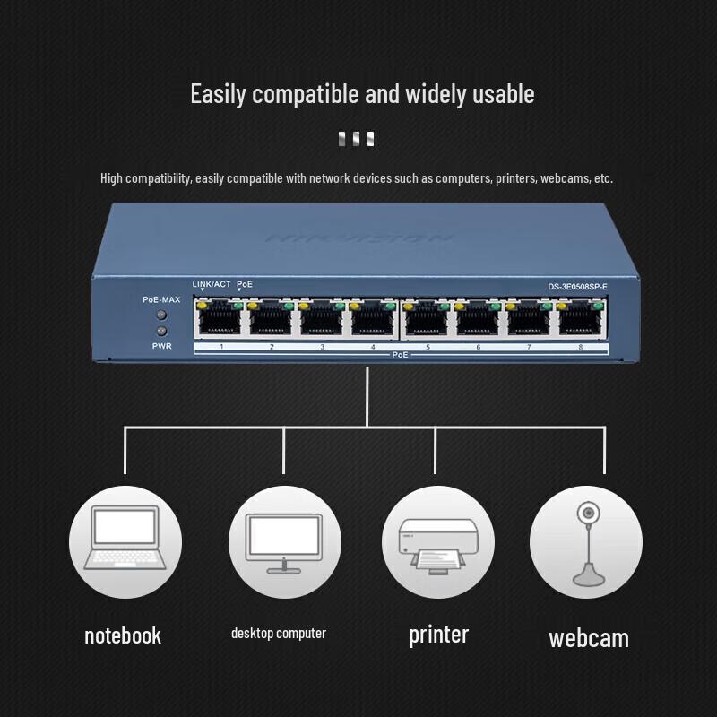 HIKVISION Gigabit PoE Surveillance Switch CN plug (adapter included)