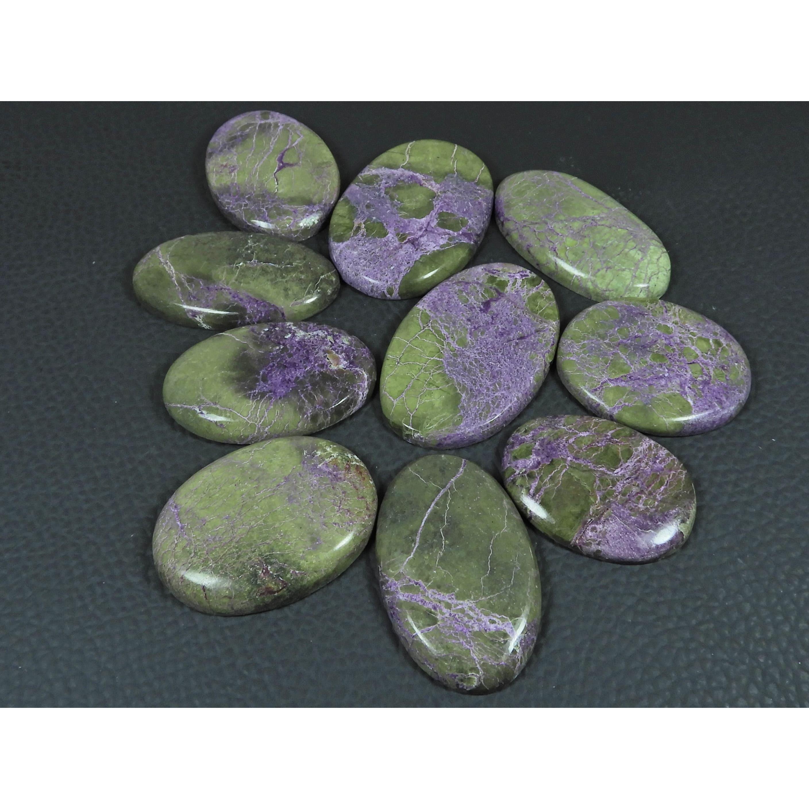 10Pcs Natural Stichtite Oval Shape Cabochon Loose Gemstone 290 Cts. Lot C-2991