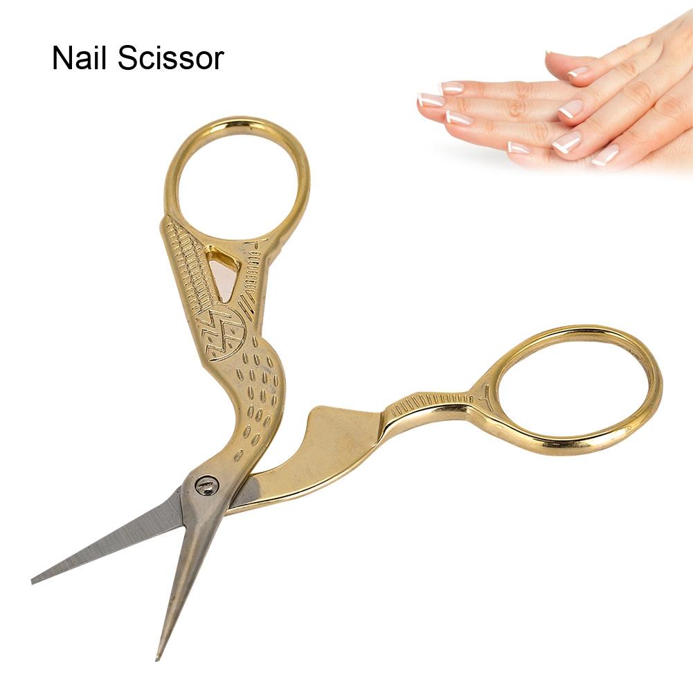 Professional Vintage Nail Art Stainless Steel Scissor Manicure Shear Tools Gold