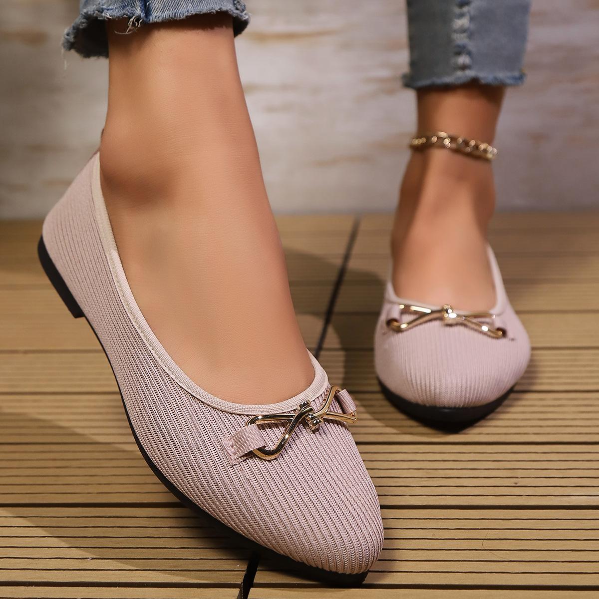 

Spring and Autumn new fashion pointed toe foot wedge heel comfortable casual knot single shoes women 36