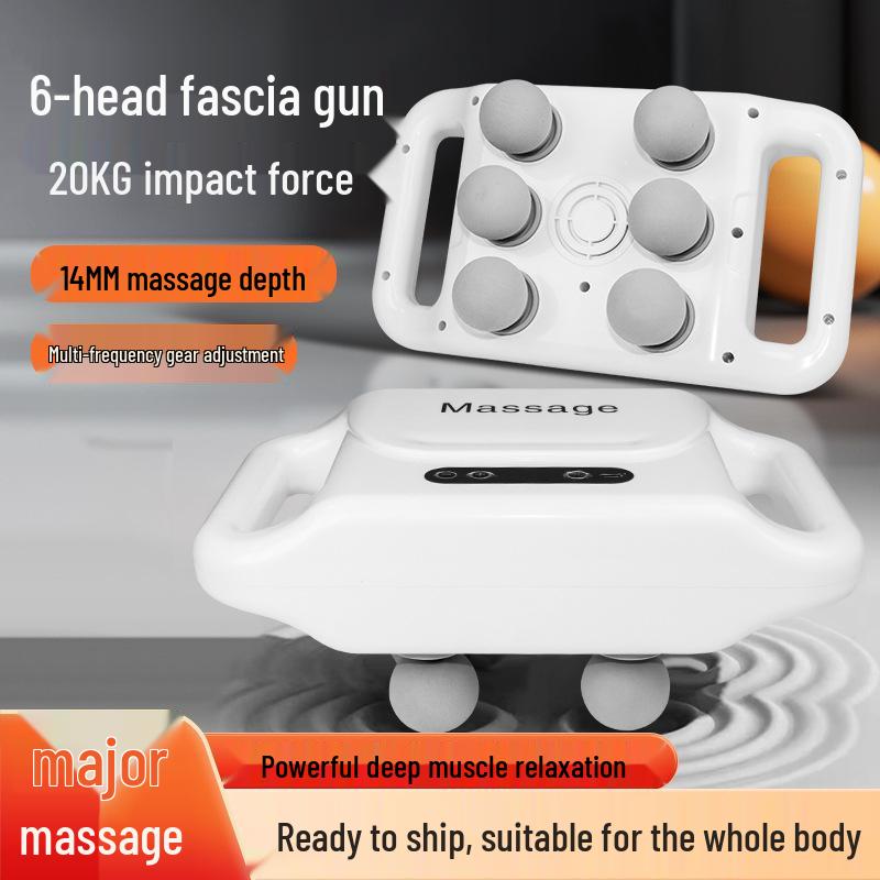 

Rechargeable Deep Tissue Fascia Gun with Six Heads for Muscle Relaxation 6-Head 9-Speed 9-Modes