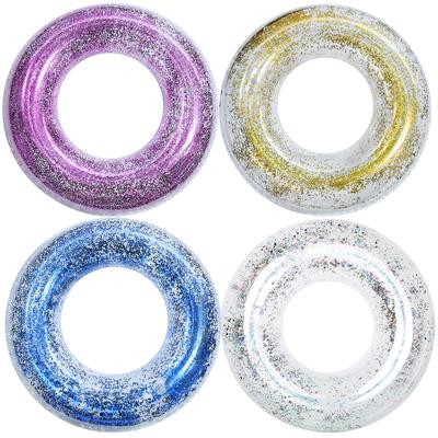 Transparent Glitter Pool Foats Schwimmring Erwachsene Kinder Aufblasbarer Poolschlauch Riesiger Schwimmer Jungen Mädchen Wasserspaß Spielzeug Runden schwimmen