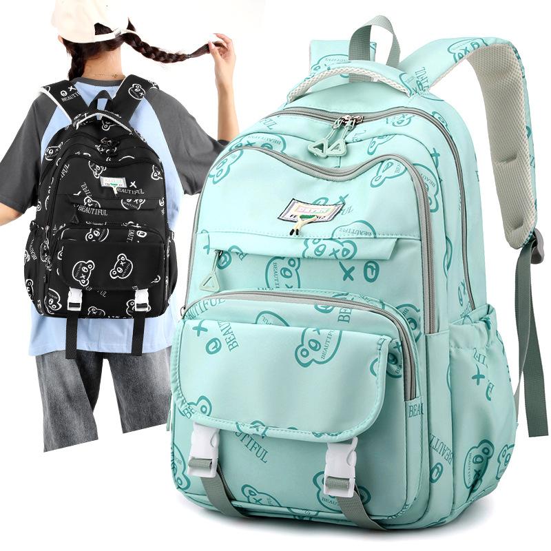 New student schoolbag female cute printed middle school student backpack large capacity outdoor leisure burden reduction backpack