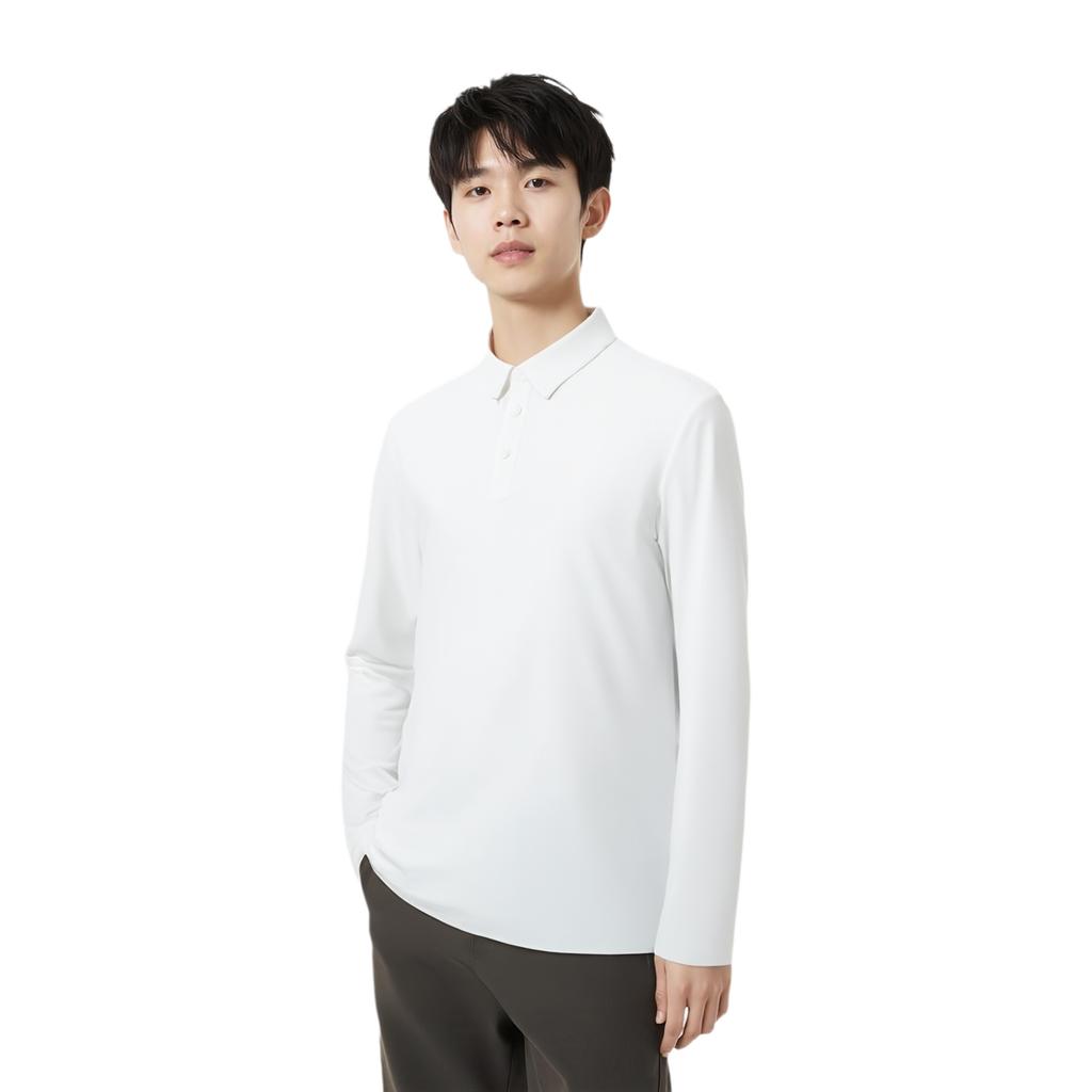 Anta Champion All-Weather Series Solid Color Comfortable Breathable Versatile Moisture-Wicking Long Sleeve Knit Top Men Tops Paper-White 152520402-4