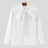 INCERUN Oversized Men Bow Knot Neck Long Sleeve Casual Loose Elegant Shirts