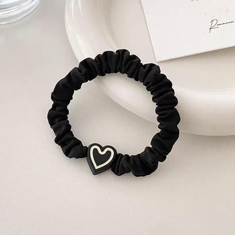 1/5Pcs Korean Heart Shaped Hair Ties Simple Elastic Soft Cotton Ponytail Holder Rubber Bands Scrunchie for Girls Hair Accessories