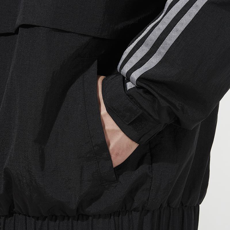 adidas Originals Trefoil Color-Block Shoulder-Weave Hooded Jacket Men Outerwear Black HC0328