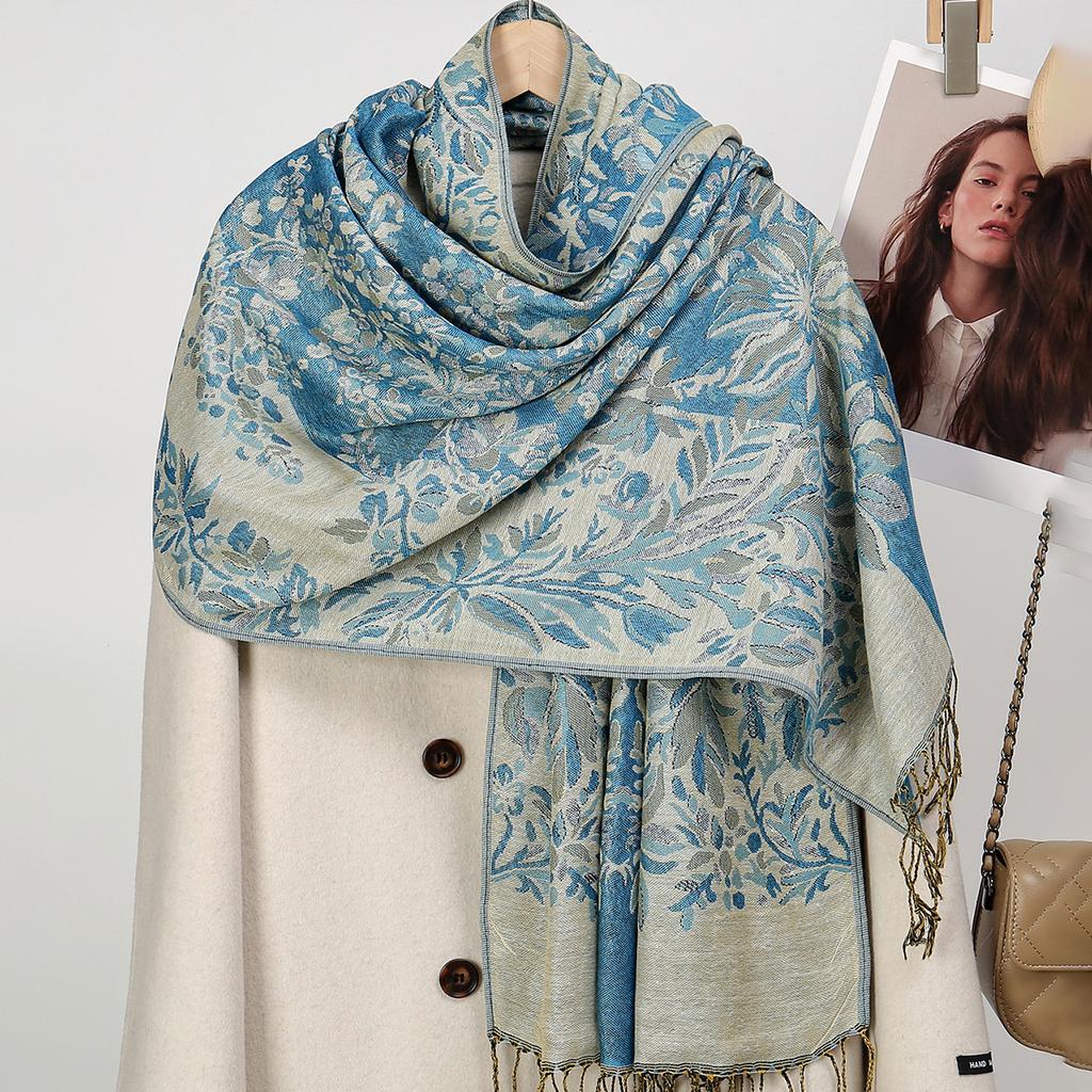 Thick Pashmina Scarf Shawl Wrap Paisley Jacquard Stoles Vintage Cashew Scarves Printed Cotton Tippet Sunscreen Hijab