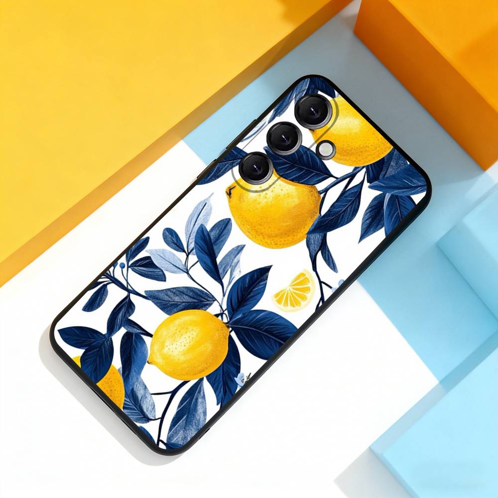 

Lemon Art Phone Case For Samsung Galaxy A 73,72,51,53,52,71,22,5G,Note,J7,8,9 Soft Black Cover Samsung a735g