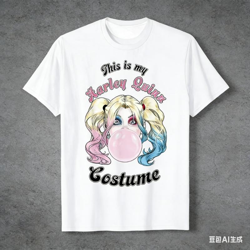Children's Harajuku-style Harley Quinn Crown Bubble Gum Print Clown Everyday Breathable T-shirt