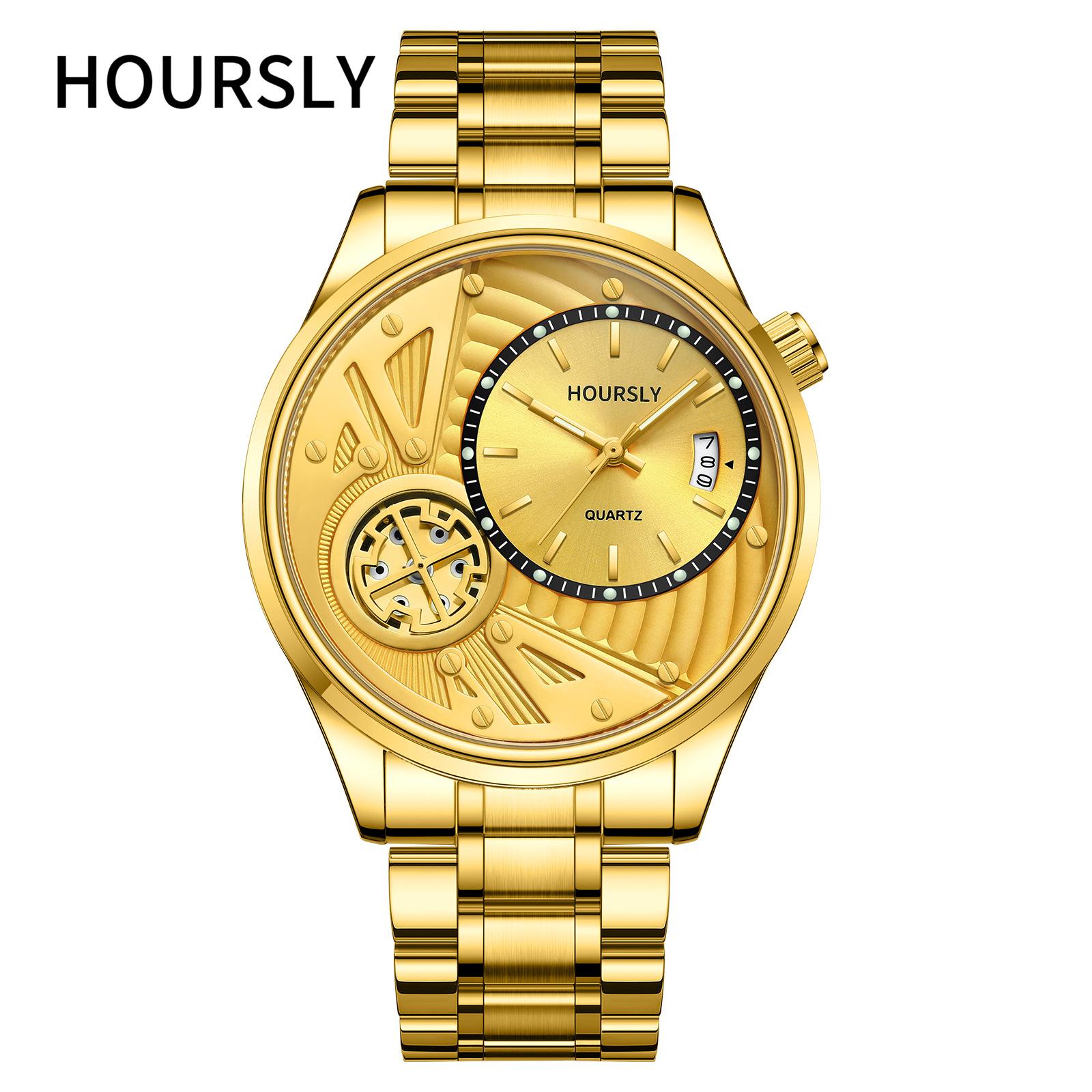 

Мужские повседневные спортивные кварцевые наручные часы с календарем для мужчины, деловые, со стальным ремешком, водонепроницаемые, мужские часы золотой