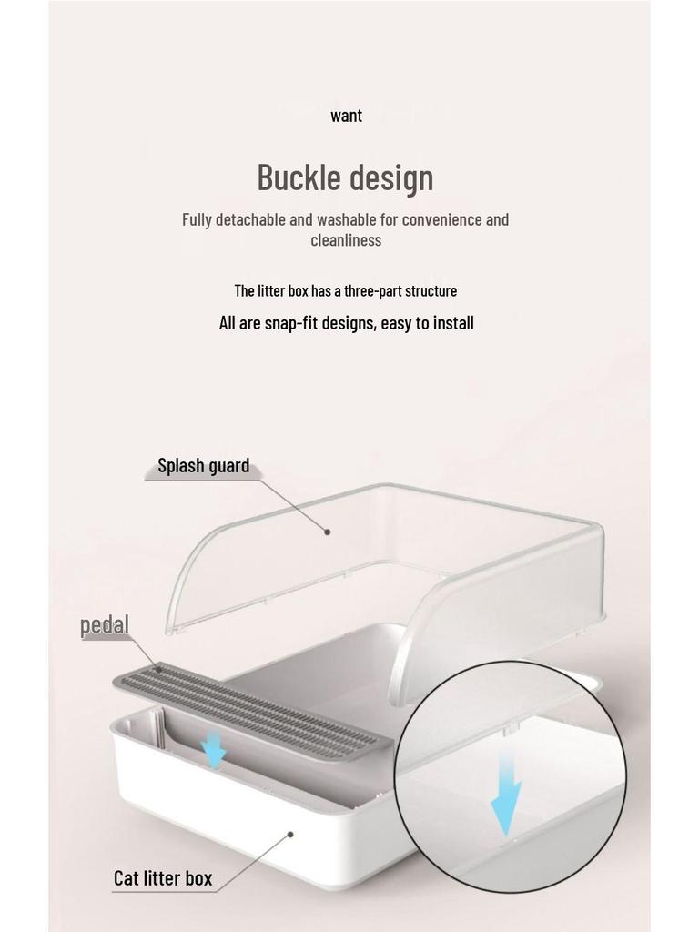 Extra Large Odor-Proof Cat Litter Box & Semi-Enclosed Anti-Splash Bed