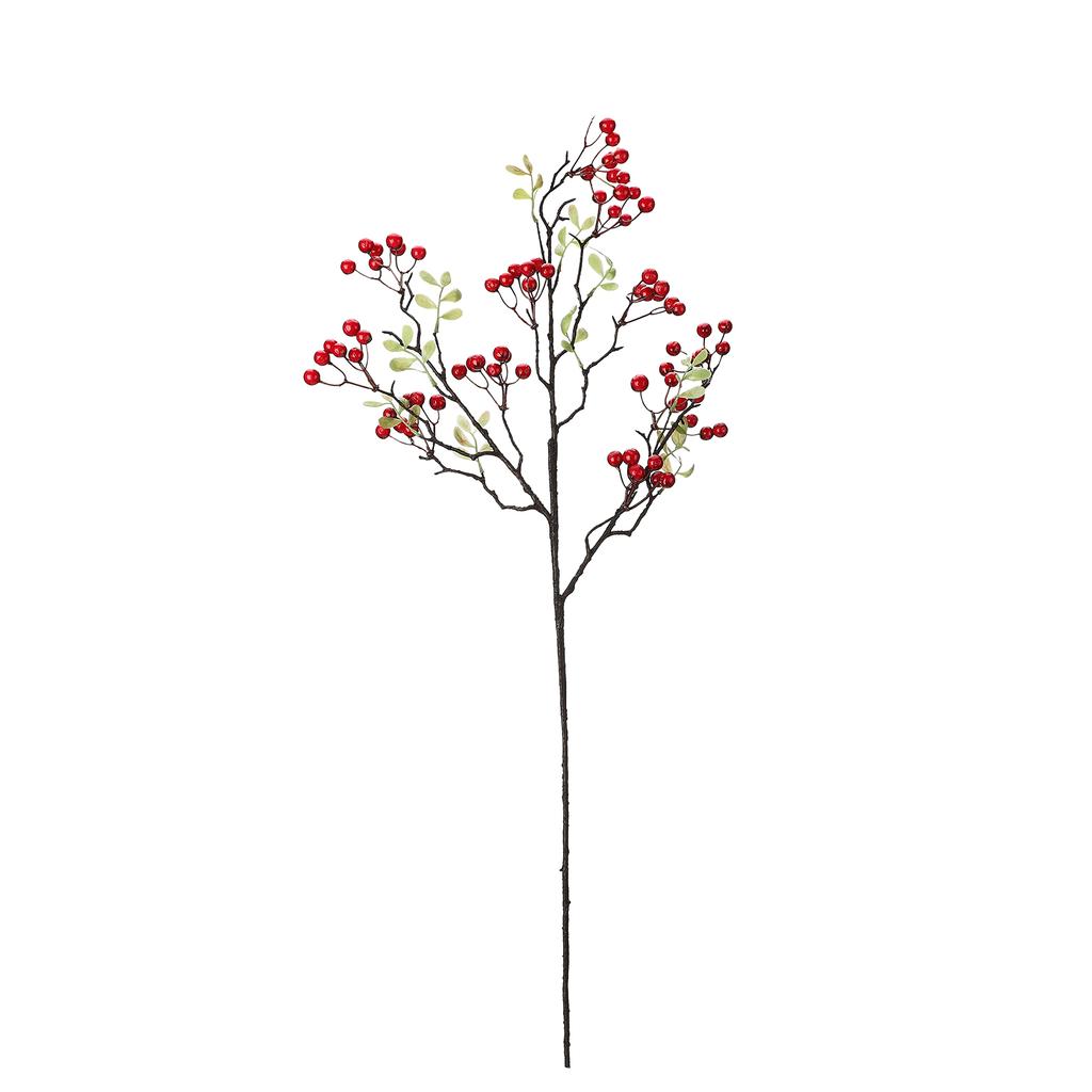 Artificial Berries Stem Foam Berry Pick Branch Ornament Plastic Leaves Holiday Xmas Home Decor 27.56in