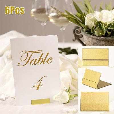 6PC Stainless Steel Weddings Table Number Stands Simple Place Card Holders Anniversaries Event Seating Solution Elegant 2 Colors
