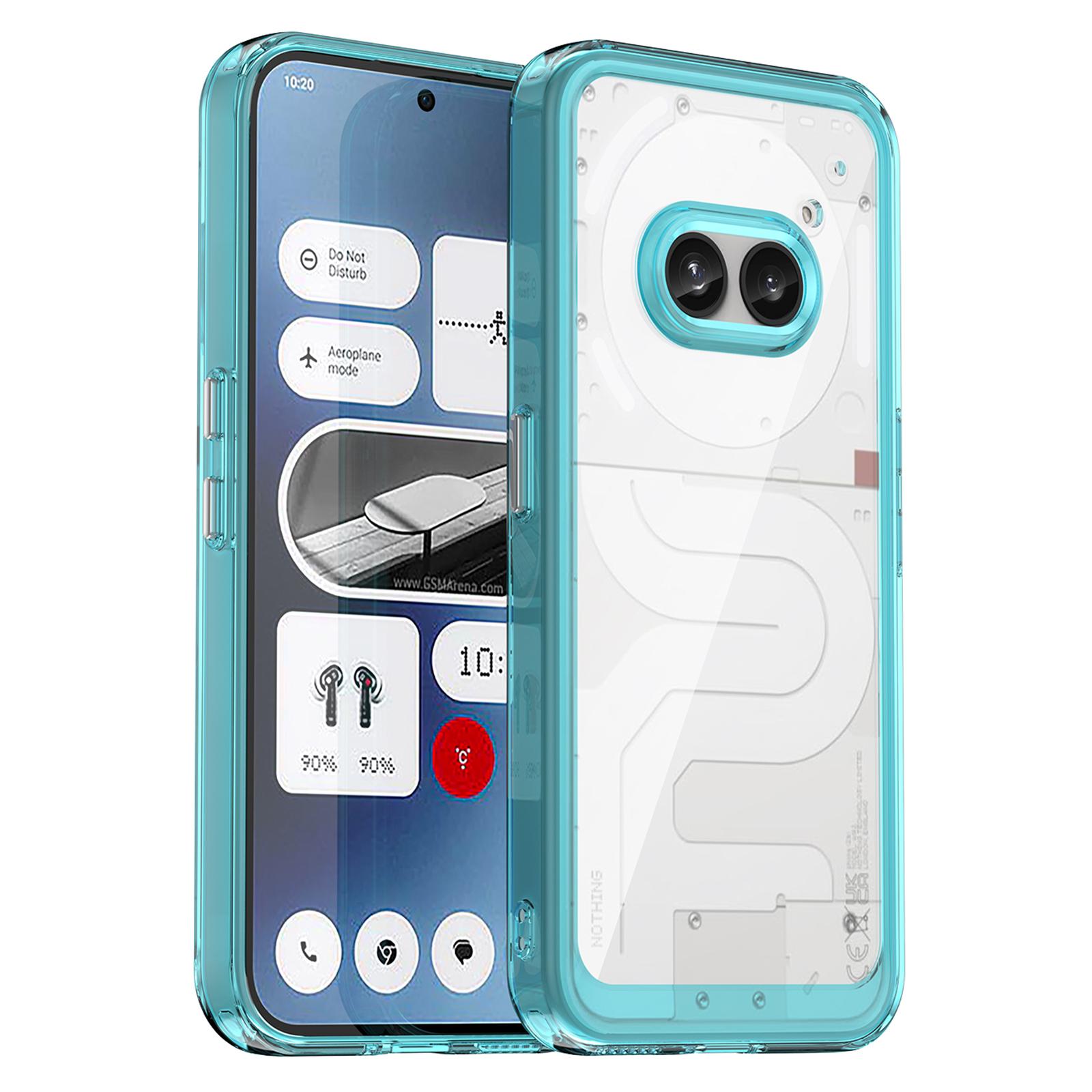

For Nothing Phone (2a) Plus/Phone (2a) Case Drop-Proof TPU Frame Clear Acrylic Protective Shell Transparent Blue