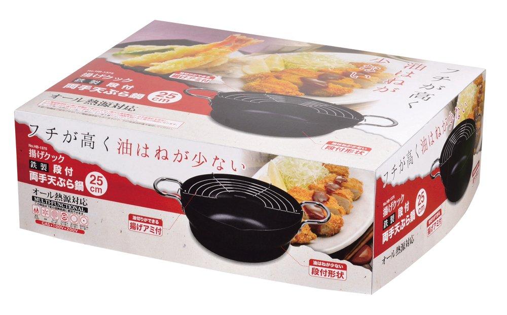 Pearl Metal Deep Fryer Cook Iron Tempura Pot 25cm Double-Handled HB-1375