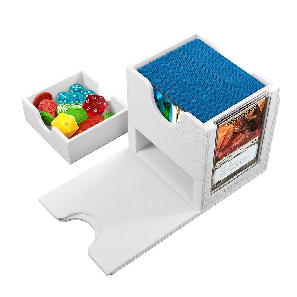 Gamegenic Sidekick Pro XL Convertible Premium Deck Box with Secure Card Card Display Top and Extra Token Magnetic White 100+ - Storage, UV-Resistant