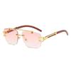 Fashion Retro Rimless Sunglasses Luxury Leopard Head Sunglasses Street Po Sunglasses