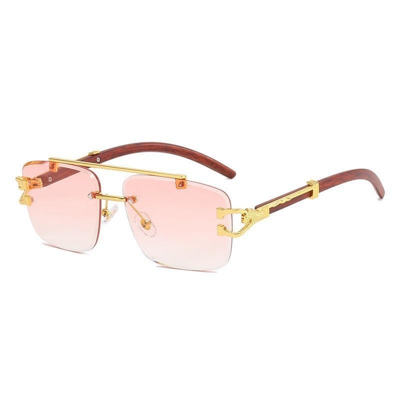 Fashion Retro Rimless Sunglasses Luxury Leopard Head Sunglasses Street Po Sunglasses