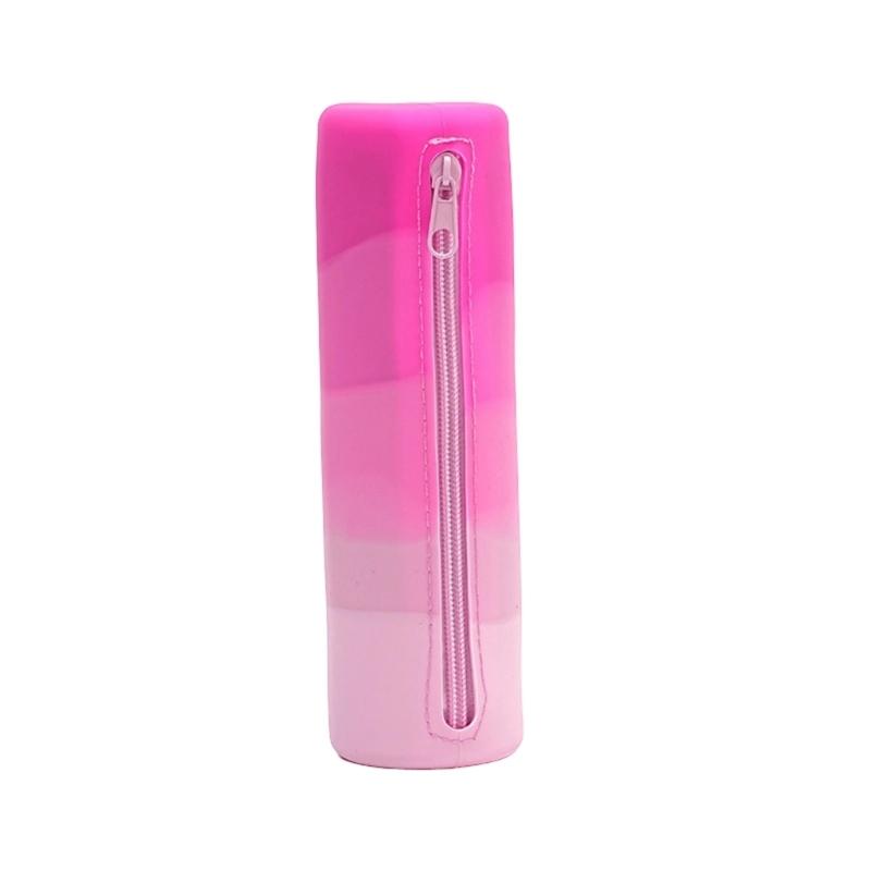 Cylindrical Pen Storage Bag Waterproof Silicone Pencil Case Large Compartment Zippered Pencil Pouches For Student