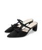 Randa Ribbon T-Strap Mule Pumps PD36011 BLACK L