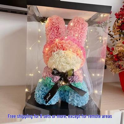 Immortal Foam Rose Flower Rabbit Gift for Christmas, Valentine's, Mother's Day, Birthdays - Perfect for Wife or Best Friend