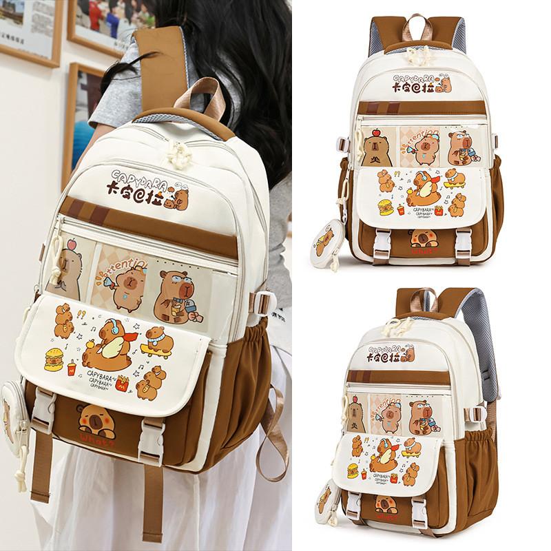 Cartoon Capybara Backpack For Middle School Students With Large Capacity And Lightweight Design For School Use