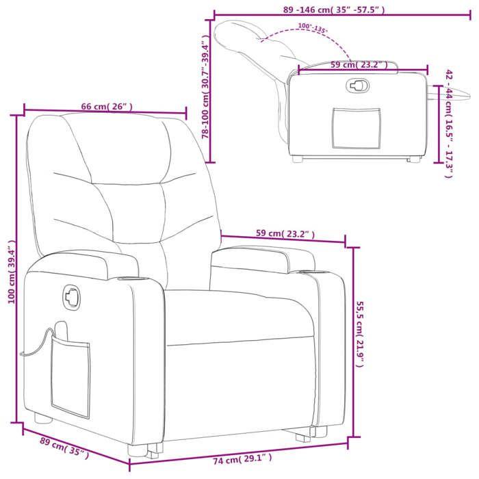 VidaXL Reclining Massage Armchair, Relaxation Chair with Adjustable Backrest and Footrest, Living Room Seat 3204669