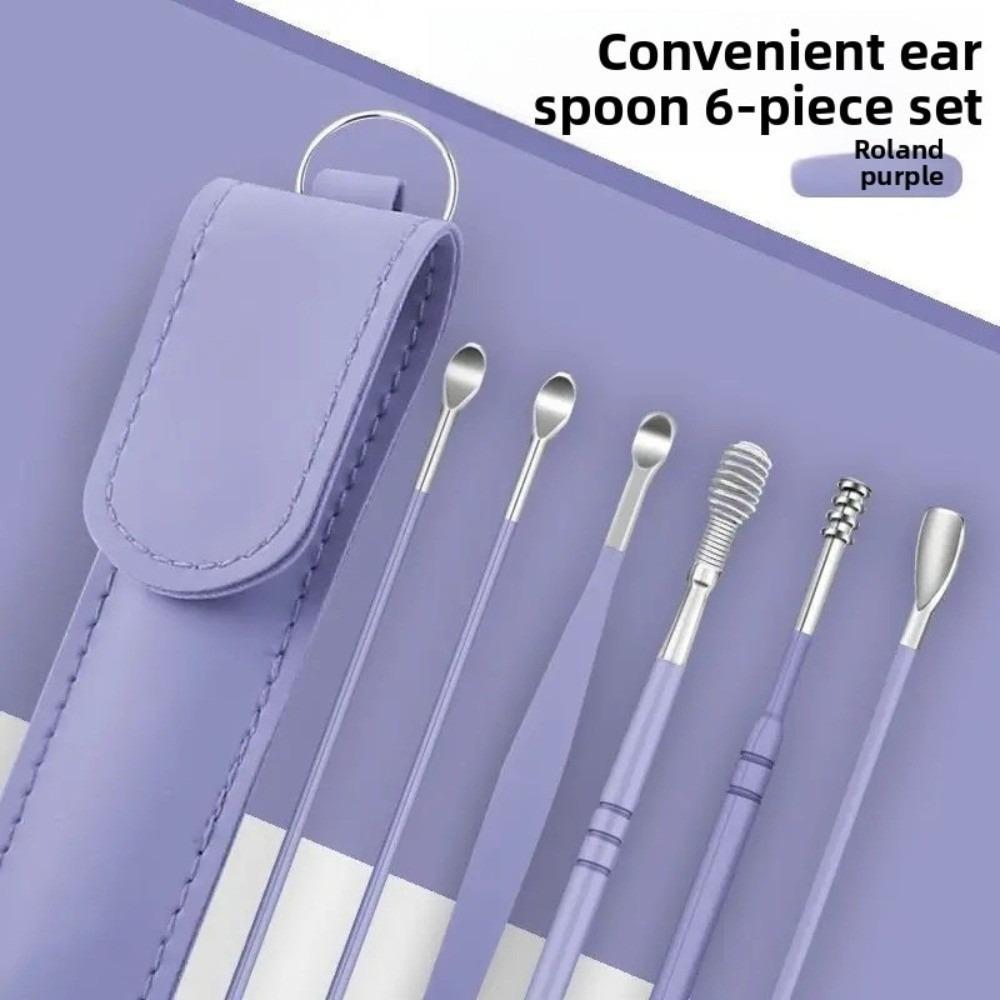 

6PCS Gifts 360° Stainless Ear Pick Portable Spiral Design Spring Ear Scraper Ear Wax Remova Ear Spoon