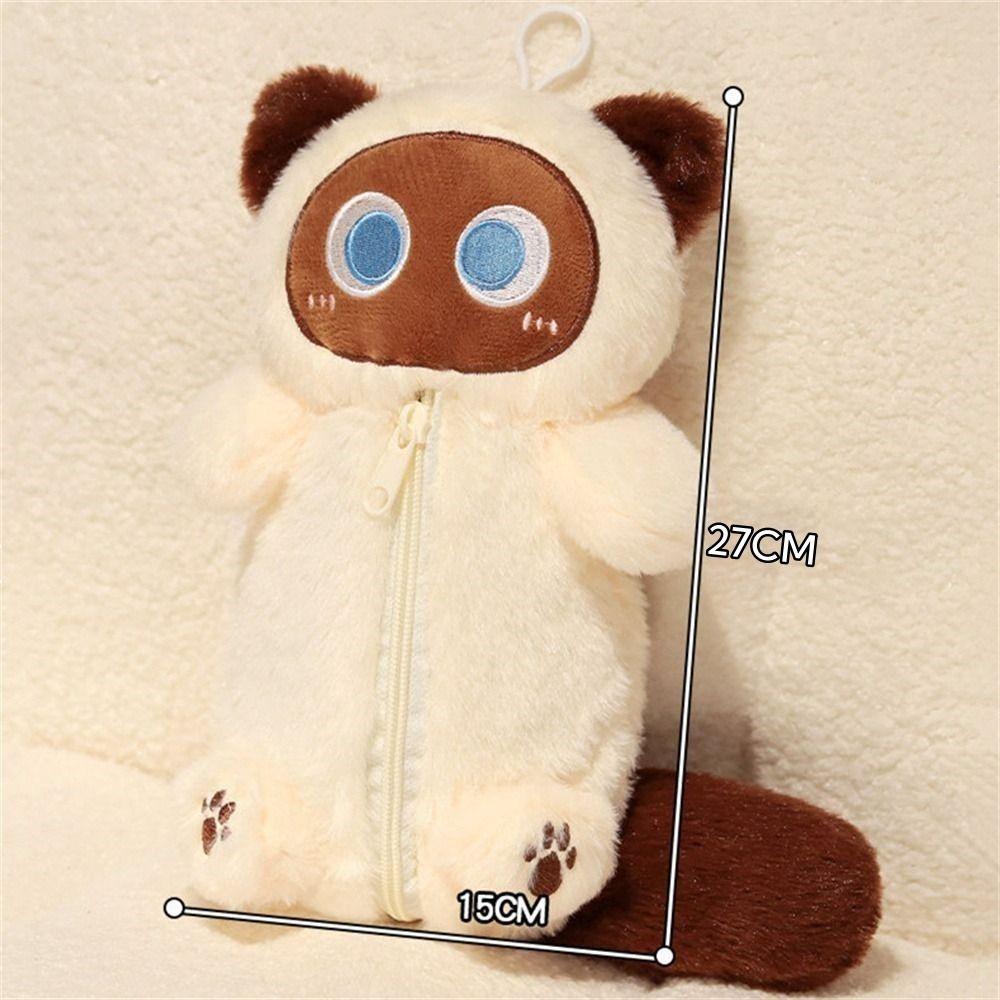 Stuffed Animal Plush Pencil Case Siamese Cat Cat Pencil Bag Stationery Bag Learning