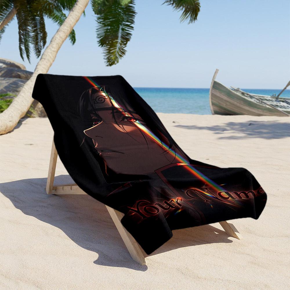 Naruto Character Customized Name Beach Towel Super Soft Microfiber Quickdry Fabric Suitable for Swimming Gym Camping Yoga Vacation
