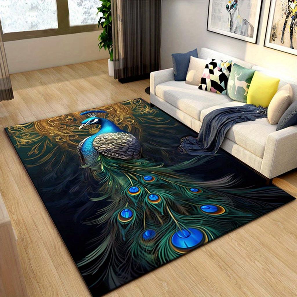 Cute Dream Bird Parrot Peacock Carpet Living Room Bathroom Decor Rug Mechanical Washable Mat Non-slip Floor Mat Entrance Doormat