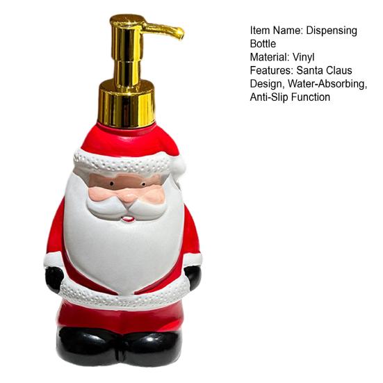 Dispensing Bottle Deer Santa Claus Snowman Design Soap Container Water-Absorbing Anti-Slip Bottom Shower Gel Bottle